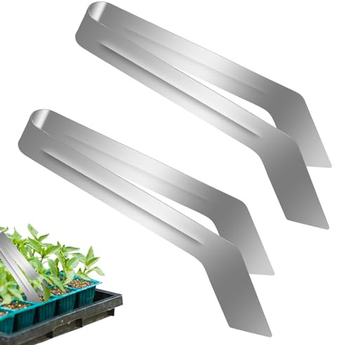 2 Pcs Seedling Transplant Setzling-Transplantationszange Edelstahl, Gartenpflanzen Transplantationszange, gartenwerkzeug klein, Startwerkzeuge für Pflanzensamen, reduziert Wurzelschäden (8.7 Inch)