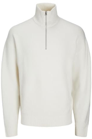 JACK & JONES Jorollie Knit Half Zip Sn Pull en Tricot, Crème, L Homme