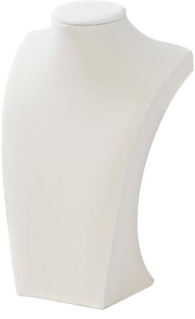 Support de buste pour collier, présentoir à bijoux en velours beige, pour usage domestique ou magasin (33 cm de hauteur)