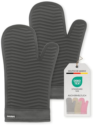 Bellphany Silikon Ofenhandschuhe Paar - Topfhandschuhe zum Kochen & Backen, Backhandschuhe hitzebeständig bis 250°C, Anthrazit