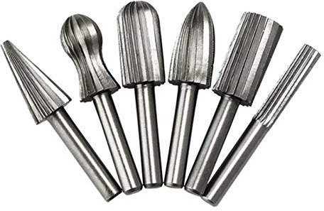 Feilen-Set, Metallfeilen-Set, 6-teilig, 6 mm runder Schaft, Schleifen und Polieren, Bohrer-Fräser, elektrische Drehfeile, Holzschnitzerei, Schleifkopf, robuste Feile (Farbe: Schwarz)