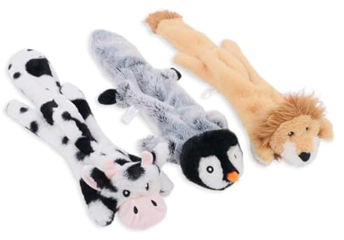 Quietschendes Hundespielzeug, kein Stopfen Crinkle Hundespielzeug und niedliche Welpenplüschtiere mit Füllung, langlebiges Hundespielzeug für kleine bis große Kauer, interaktives Hundekauspielzeug