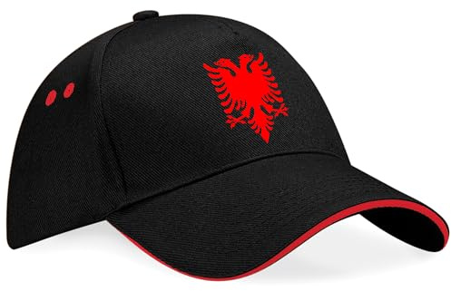 Albania Eagle Unisex Baseball Cap Football Supporter Albanian Hat Men Women, One Size, Black/Red