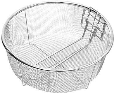 Runder Fritteusenkorb Aus Edelstahl - 23 * 23cm Frittierkorb Für Topf Mit Griff,Frittierkorb Klein Rund Mit Einen Abnehmbaren Griff,Pommes Korb Frittierkorb Rund,Für Pommes Frites,Hähnchenflügel