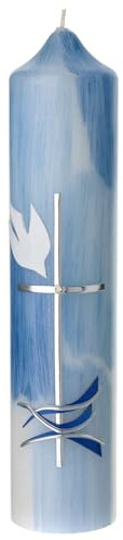 Holyart Candele, ceri, ceretti: Candela azzurra Battesimo Spirito Santo 265x60 mm