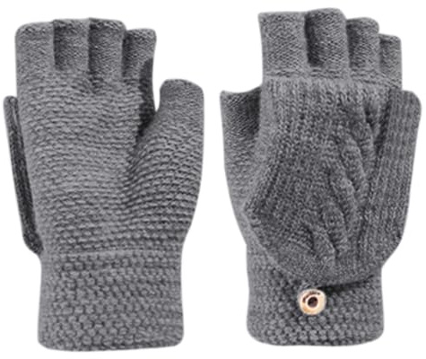 HPONEZJ Handschuhe Damen Halbfinger Winterhandschuhe Wolle Fingerhandschuhe Verdickt Warm Strickhandschuhe Mädchen Fingerlose Fäustlinge Kurz Armstulpen Einfarbig Damenhandschuhe für Winter Herbst