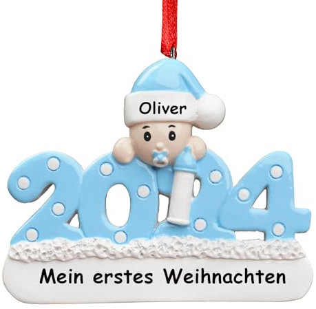 DPDP Personalisierte Weihnachtskugel Baby, Mein erstes Weihnachtsbaby, Personalisierte Weihnachtskugel aus Harz, Weihnachtskugeln Personalisiert mit Name des Babys, Geburtsdatum, Gewicht, Größe