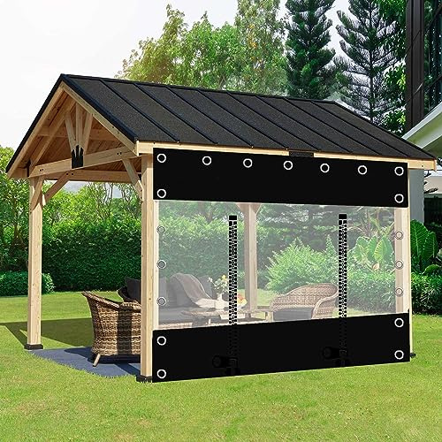 Clear Tarp Curtains, Transparent Pergola Gazebo Porch Tarpaulin Side Panels,Outdoor Clear Tarp Curtains With Zip Doors,Pvc Tarpaulin With Grommets(3.3x2.2m(10.8 * 7.2ft))