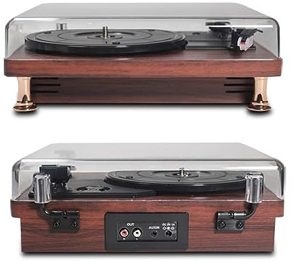 asdchZen Vintage Wooden Turntable,33/45/78 Rpm Lp Vinyl Player,Vintage Gramophone With Speaker,Turntable With Dust Cover,Supports Wireless Connection/2.0 Stereo Out Frequency