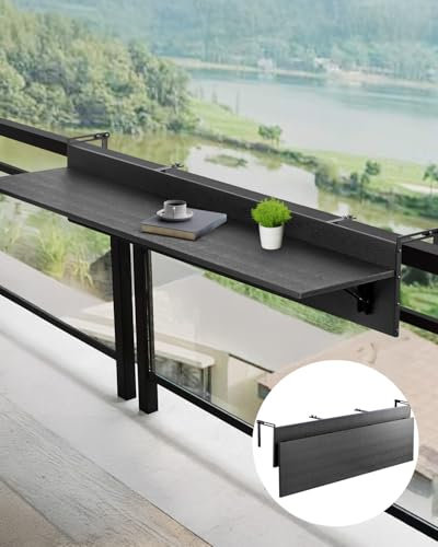 VEVOR Tavolo Sospeso Pieghevole in Metallo per Ringhiera del Balcone da 1500 x 450 x 240 mm, Tavolo da Bar all'Aperto per Ringhiere, per Ringhiere e Patio e Terrazza Staffa in Acciaio Inox
