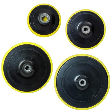 Dino KRAFTPAKET M14 Stützteller-Set 75mm/125mm/150mm/180mm für die Auto-Politur mit Rotations-Poliermaschine. Polierteller mit Klett M14