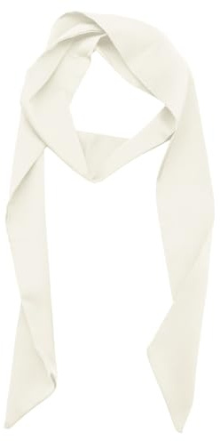LJBFNN Bow Ties for Women Ribbon Self Tie Satin Necktie, Solid Color Skinny Scarf for Neck Hairband Handbag Belt Purse Hat (Cream White)