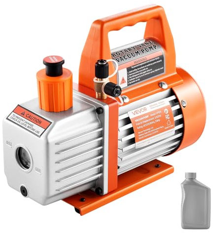 VEVOR Pompa per Vuoto 100 L/min a Palette Rotanti Monostadio HVAC Sistema R134a R22 R410a Serbatoio dell'olio, Motore a 4 Poli 5 Pa Pompa Vuoto per Manutenzione di Impianti Climatizzazione per Auto