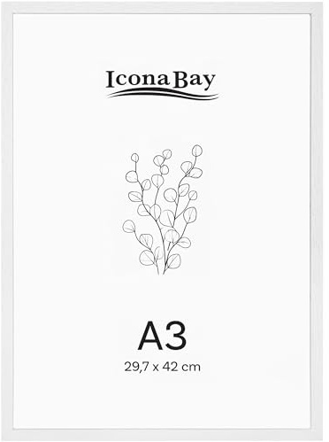 Icona Bay – Echtholz-Bilderrahmen – A3 – 29,7 x 42 cm – Winterweiß – Moderner Stil – Nur zur Wandmontage – Wood Collection