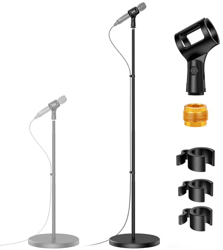 InnoGear Telescopic Mic Stand, Height Adjustable from 22 to 68 Microphone Stand Floor Weighted Base Boom Mic Arm Stand for Blue Yeti HyperX QuadCast SoloCast Shure SM58 Samson Q2U Fifine K669B