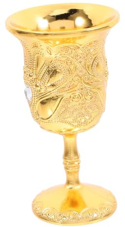 LIFKOME Cáliz Vintage Dorado para Vino con Diseño Retro Copa de Vino Multifuncional para Hogar y Decoración Elegante Cáliz Medieval para y Uso Ceremonial