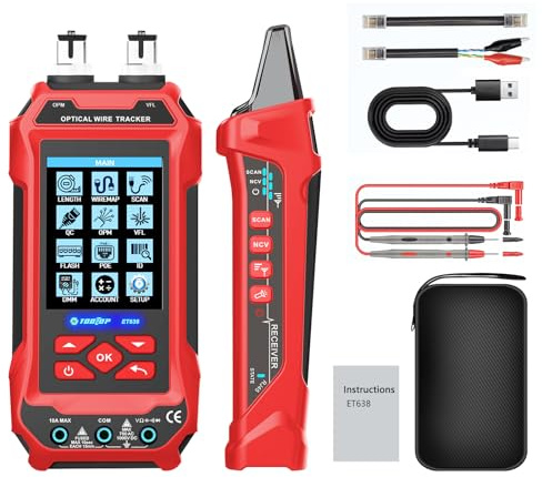ET-Serie Multifunktionaler Netzwerkkabeltester mit Multimeter, ET638 Leitungssuchgerät mit Kabelfinder, RJ45/RJ11 Kabelprüfer, PoE-Test, Längenmessung, NCV, Wire Mapping für CAT5/CAT6 Kabel