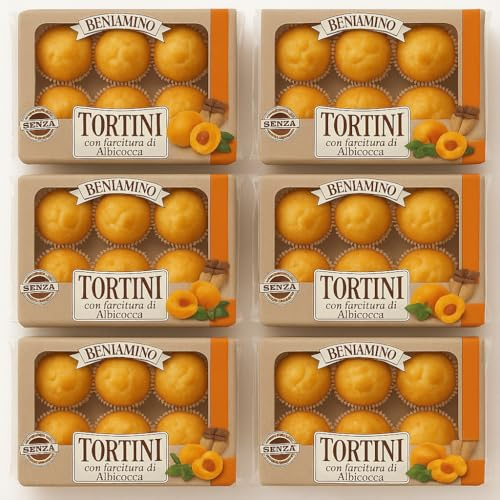 Beniamino Tortino Merendine Assortite 200g-250g Merenda Gusti Limone, Crema Latte, Yogurt, Gocce di Cioccolato, Albicocca, Crema Nocciola Confezione da 3 o 6 Pezzi (6, Albicocca 250)
