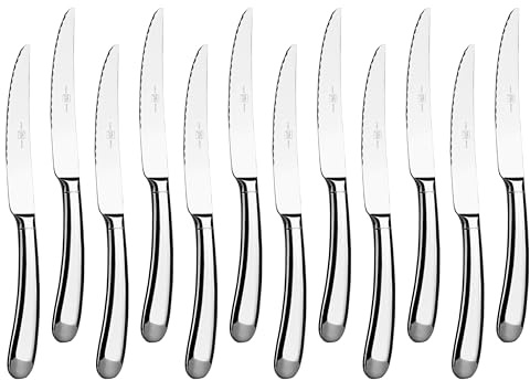 Lacor - JAY - 11001017 - Pack de 12 Cuchillos Chuleteros, Colección Premium | En acero inoxidable, para un uso práctico y profesional en cocina; ideal para cocina profesional y uso diario en casa