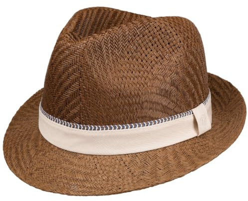 bugatti Revik Trilby Strohhut Strohtrilby Sommerhut Sonnenhut Gartenhut Strandhut Herren - Frühling-Sommer Frühjahr Sommer - M (56-57 cm) braun