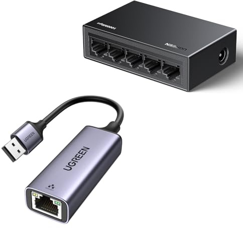 UGREEN Switch Ethernet Gigabit 5 Ports Hub Ethernet 10 100 1000Mbps Switch RJ45 Idéal pour Bureau et Maison Plug Play Multiprise RJ45 Compatible avec PC TV Imprimante Caméra Routeur