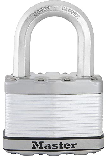 MASTER LOCK Heavy Duty Padlock, Security Level 10/10, Outdoor, Keyed, Laminated Steel, Weatherproof, Medium Shackle