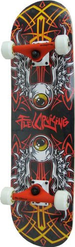 Flexcruising Skateboard Twineye Ahorn 7 Lagen Graphik beidseitig 78 x 20 cm ABEC 7 Weisse Räder