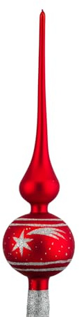 Weihnachtsbaumspitze Groß 35cm in Classic Rot Silber Komet Baumspitze Spitze Tannenbaumspitze Christbaumspitze Weihnachtsbaum Christbaum Tannenbaum Christmas Tree Top