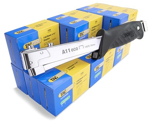 Tacwise 1179 Grapadora de Martillo A11 con 75.000 Grapas 140/8mm, Utiliza Grapas Tipo 140 de 6mm a 10mm