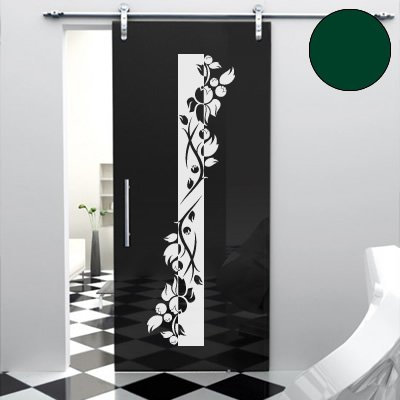 A443 Tür-/Wandtattoo Blumen Banner 180cm x 54cm dunkelgruen (erh. in 40 Farben und 7 Größen)