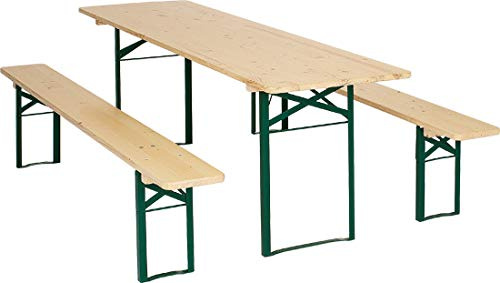Kunibert Bierzeltgarnitur Biergartengarnitur 1 A Brauereiqualität 50er Tischbreite50cm Farbe:Natur Länge 220cm