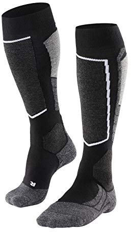 FALKE Damen Skisocken SK2 Intermediate W Kh Wolle Funktionsmaterial warm dick 1 Paar, Schwarz Black-Mix 3010, 39-40