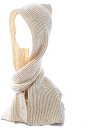 Damen Mädchen einfarbig (120 cm x 2) x 22 cm gestrickter Kapuzenschal, beige, One size