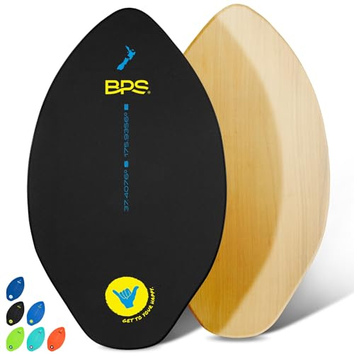 BPS 'Shaka' Skimboard für Anfänger bis Fortgeschrittene, 101,6 cm, kein Wachs nötig, Epoxidbeschichtetes Holz-Skimboard mit EVA-Pads