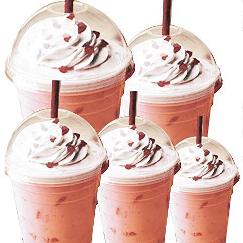 We Can Source It Ltd – Plastic Smoothie Cups 20oz 568ml with Dome Lids – Durable Drinkware for Cold Drinks, Smoothies, Milkshakes – Break Resistant & Disposable – Home, Cafe, Travel - Pack of 50