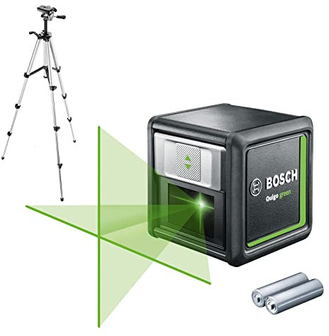 Bosch Cross line Laser Quigo Green with Tripod (Easy and Precise Alignment with Green Laser for Better Visibility)