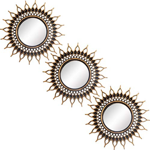 Kelly Miller Kleine goldene Spiegel-Sets für Wanddekoration, 3 Stück, tolle Wanddekoration für Wohnzimmer, Schlafzimmer und Esszimmer (BMS009)