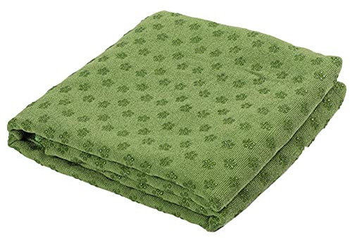 PAKEY Hot Yoga Mat Towel Sweat Absorbing Non-Slip for Hot Yoga Towel Blanket with Grip Dots Green