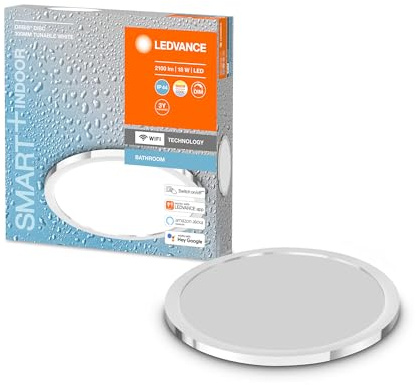 LEDVANCE Smart LED Badezimmerlampe Chrome, 18W, 2100LM, 3000-6500K, 30cm, IP44, Orbis Disc Wandleuchte, Badezimmerleuchte mit Wifi Technologie, dimmbar, steuerbar über App und Sprachassistenten