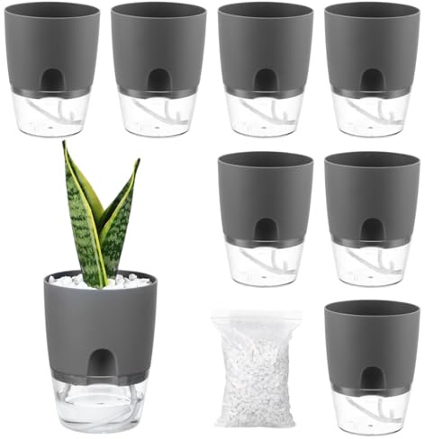 Macetas de autorriego para Plantas de Interior, macetas para Exteriores, Paquete de 8 macetas pequeñas de 3.2 Pulgadas, macetas con Piedras Decorativas, macetas, macetas para Interiores, Mini macetas