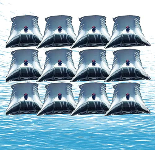 0℃ Outdoor 12pcs Wasserbeutel Wassersack, Faltbarer Wasserkanister mit Hahn, Bib Steriler Notwasserbeutel, Notfallvorsorge Beutel, Wassertank für Wandern Camping Trinkwasserkanister,12x25L