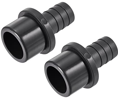 sourcing map PVC Pipe Fitting 20mm Barbed x 32mm OD Spigot Straight Tube Adapter Hose Quick Connector, Black Pack of 2