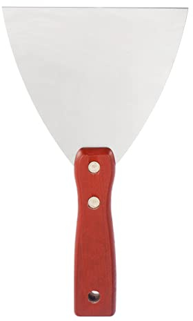 sourcing map Raschietto per stucco in acciaio inox con manico in legno per cartongesso