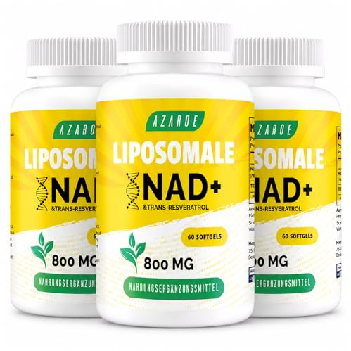 Liposomal NAD+ & Trans-Resveratrol 800mg Softgels – Alternative au NMN – Haute Absorption – Supplément Réel en NAD+ pour la Réparation Cellulaire ((60 Unité (Lot de 3))