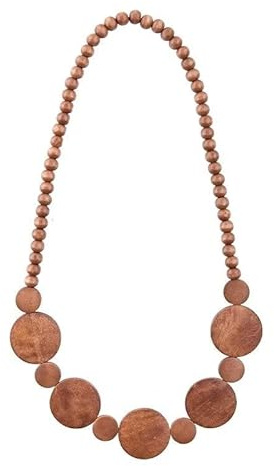 Todu Natural Wooden Beads Statement Necklace Handmade Boho African Tribal Choker Necklace Simple Hippie Vacation Jewelry for Unisex Men Women