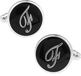Stfery Manschettenknöpfe Buchstaben Schwarz, Manschettenknöpfe Herren Vater Der Braut Kupfer Cufflinks Buchstabe F Schmuck Geschenk