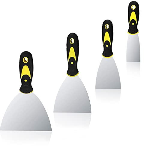thirei Lot de 4 spatules en acier inoxydable - 40 mm, 75 mm, 100 mm, 150 mm - Pour mastic ou grattage de la peinture