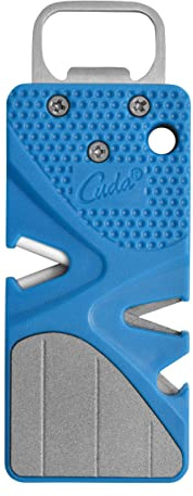 CUDA Diamond Pocket Sharpener #23062 | Compact Portable Sharpener with Integrated Line Cutter, Bottle Opener, & Hook Sharpening Grooves
