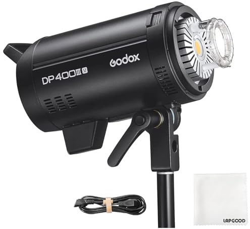 Godox DP400IIIV Studio Flash 400Ws, GN87 5600±200K 2.4G X System 1/2000-1/800s Bowens Mount, Strobe Flash Monolight for Portrait, Fashion, Wedding, Product Photography
