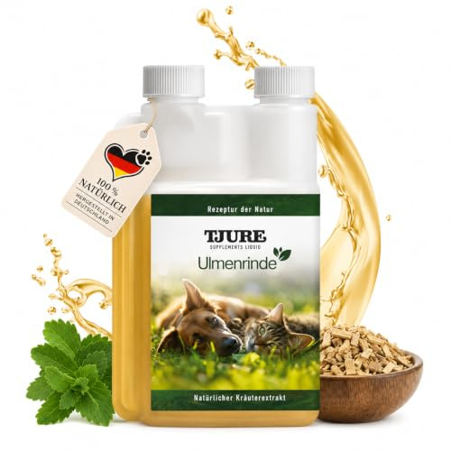 TJURE Ulmenrinde Liquid für Hunde & Katzen | 1000 ml | Natürliche Magen Darm Unterstützung | Flüssige Ulmenrinde mit Honigkraut | Sanfte Unterstützung | Naturkraft ohne Zusätze | Made in Germany